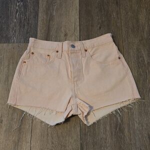 Levi's Strauss & Company Women's 26 Light Peach Frayed Jean Shorts